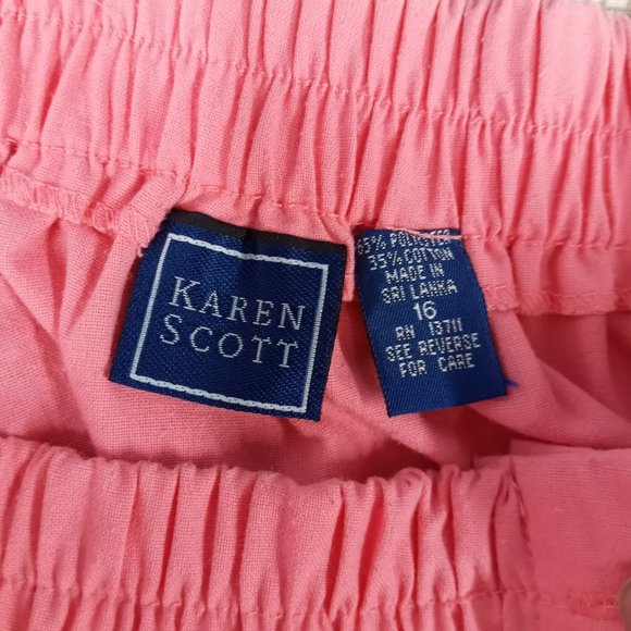 Karen Scott Women's Pink Pants Size 16 Stretch Elastic Waist Front Pockets - Picture 8 of 12